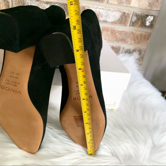 Vince Larica Suede Block Heels Booties Black 5.5M - Picture 11 of 12